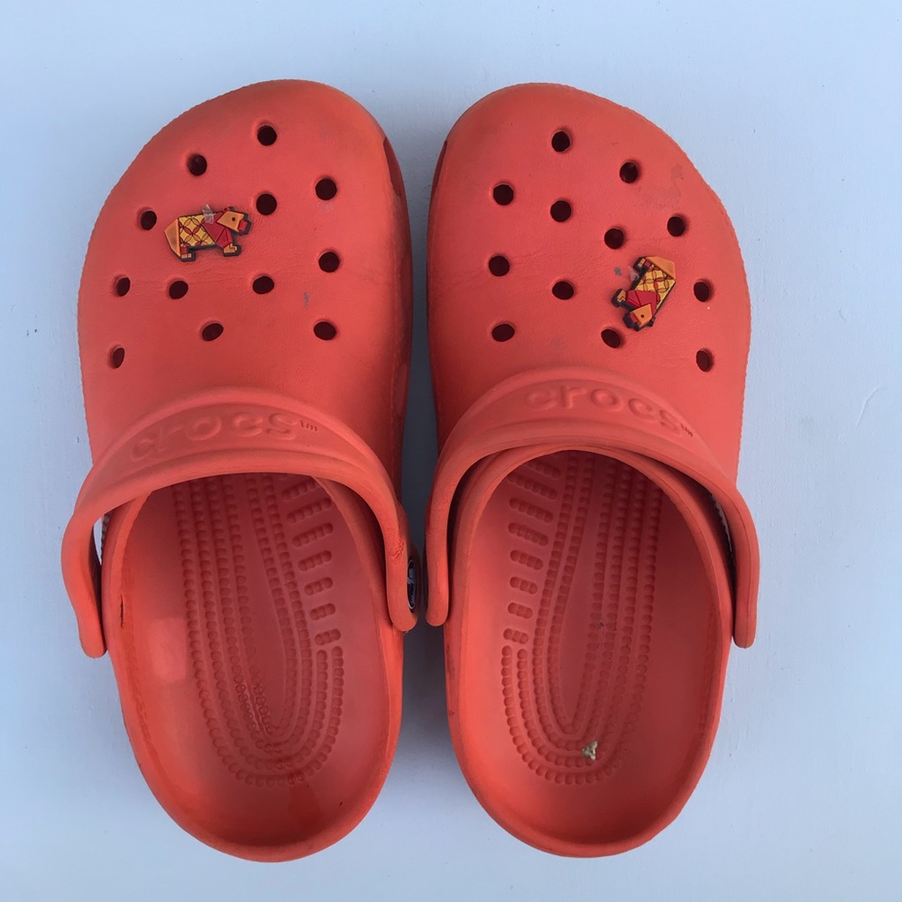 Crocs with orange bears